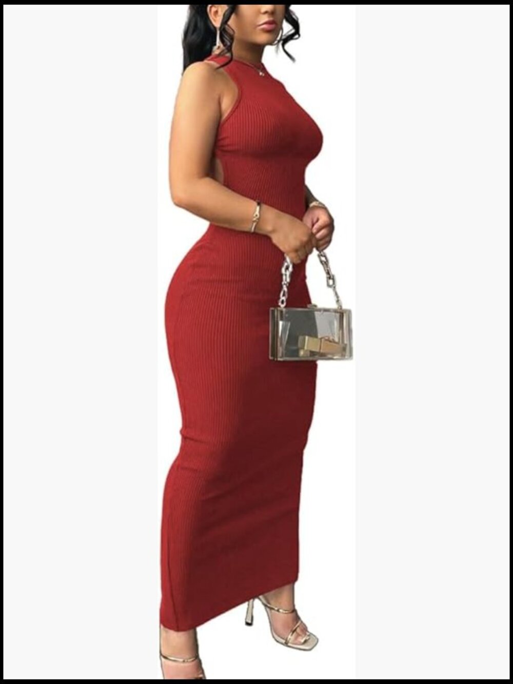 Women's Sexy Bodycon Maxi Dress Halter Neck Sleeveless